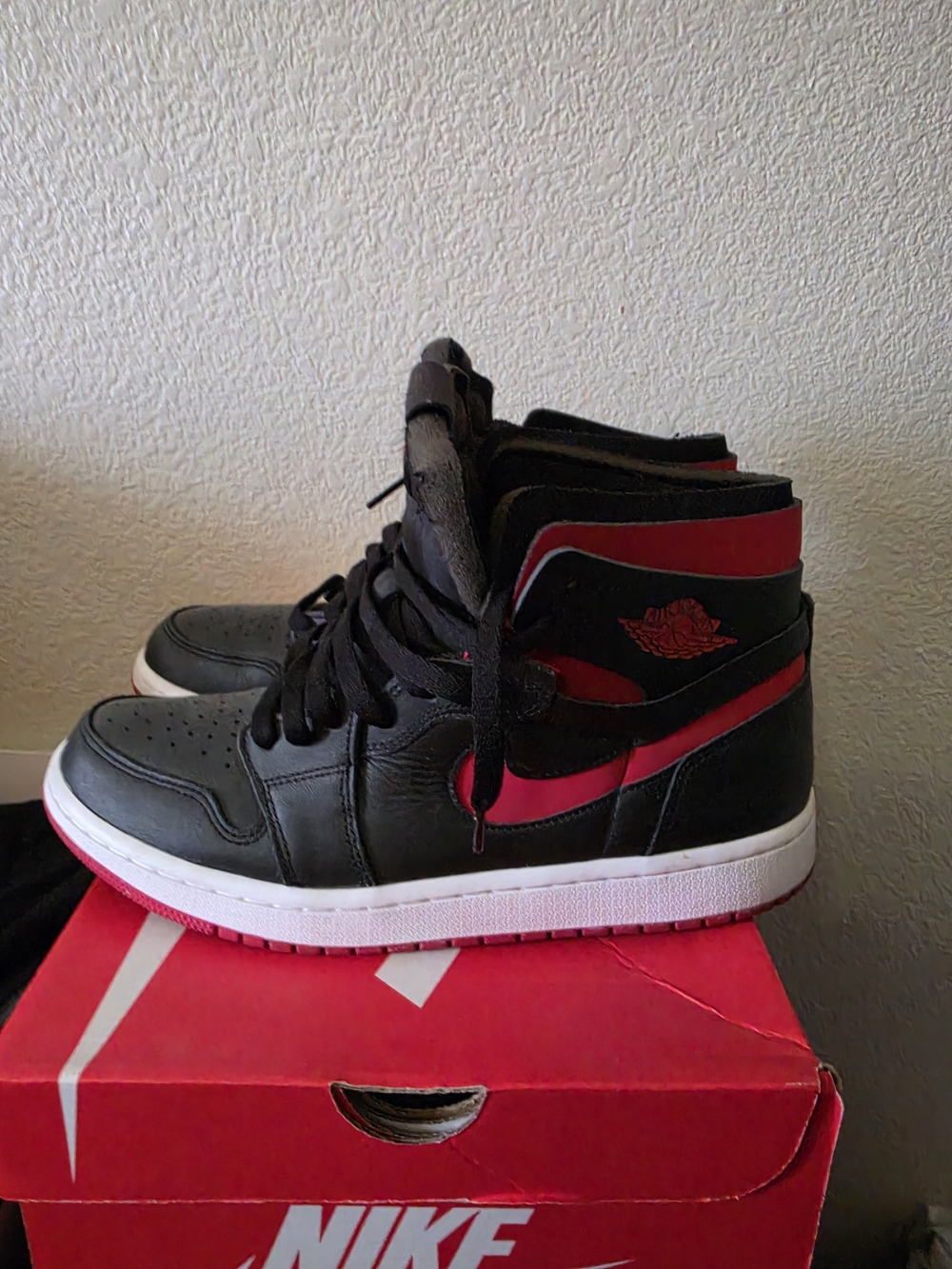 Jordan Black and Red High-Top Sneakers